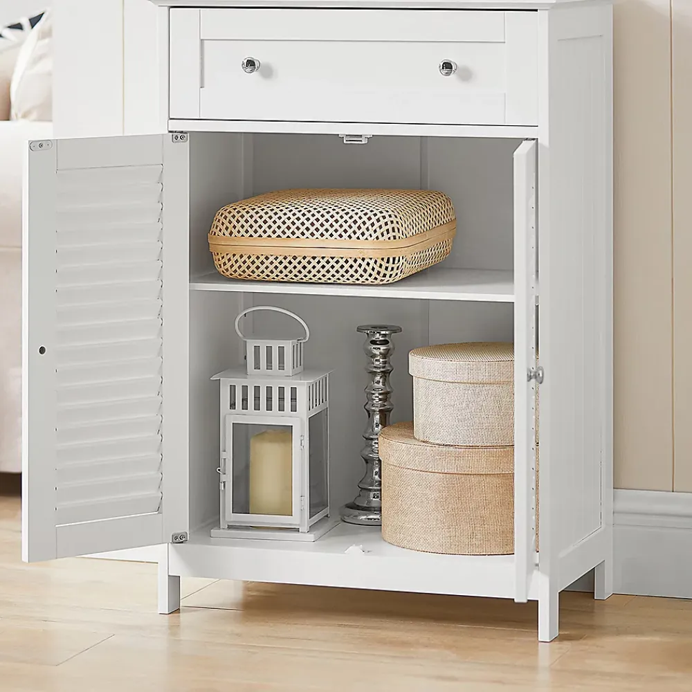 Meuble De Salle De Bains Faible Profondeur|Etagère Salle De Bains|Sobuy Meuble Bas de Salle de Bain Armoire Toilette Buffet Commode, FRG238-W,