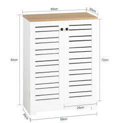 Sobuy Meuble Bas Placard de Rangement avec 2 Portes Persiennes, BZR41-W,