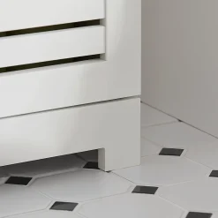 Sobuy Meuble Bas Placard de Rangement avec 2 Portes Persiennes, BZR41-W,
