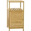 kleankin Meuble bas salle de bain rangement salle de bain 1 porte 2 étagères bois bambou verni