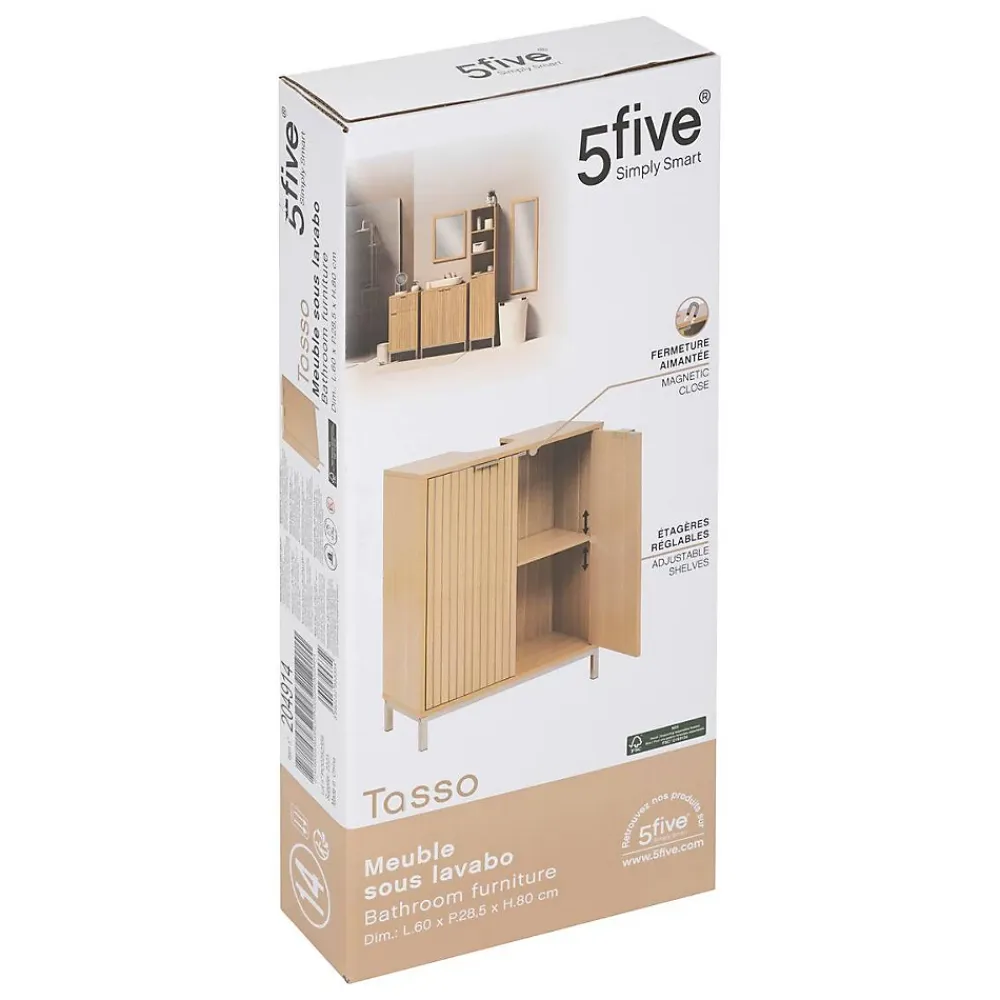 5Five Meuble bas Tasso sous lavabo effet bois naturel - Beige-