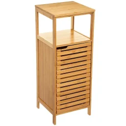 Colonne De Salle De Bains|5Five Meuble colonne 1 porte Bambou Sicela -