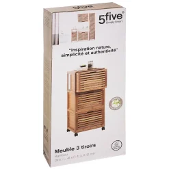 Etagère Salle De Bains|5Five Meuble colonne 3 tiroirs Bambou Sicela -