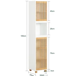 Sobuy Meuble Colonne Armoire de Salle de Bain avec 2 portes, 1 compartiment, BZR127-W,