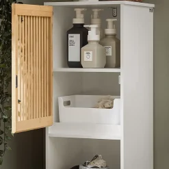 Sobuy Meuble Colonne Armoire de Salle de Bain avec 2 portes, 1 compartiment, BZR127-W,