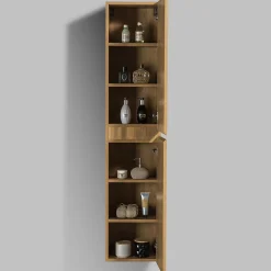 Colonne De Salle De Bains|Bernstein Meuble Colonne Armoire suspendue MDF Chêne 165x35x30cm, charnière à droite, Livrée assemblée - ALICE