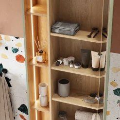 Bernstein Meuble Colonne Armoire suspendue Vert jade mat MDF 60x24x170cm (LxHxP), Charnières flexibles gauche/droite - BELDIVO