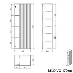 Bernstein Meuble Colonne Armoire suspendue Vert jade mat MDF 60x24x170cm (LxHxP), Charnières flexibles gauche/droite - BELDIVO