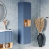 Bernstein Meuble Colonne Armoire suspendue Bleu azur mat MDF 42x170x35cm (LxHxP), Charnières flexibles gauche/droite - BELDIVO