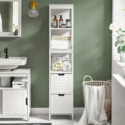 Sobuy Meuble Colonne de Salle de Bain Armoire Toilette haute, 4 étagère, FRG126-W,