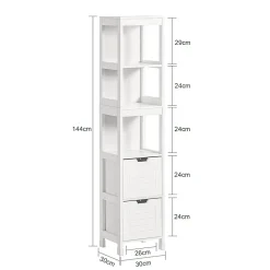 Sobuy Meuble Colonne de Salle de Bain Armoire Toilette haute, 4 étagère, FRG126-W,