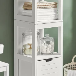Sobuy Meuble Colonne de Salle de Bain Armoire Toilette haute, 4 étagère, FRG126-W,