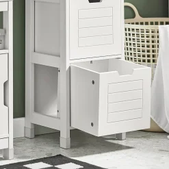 Sobuy Meuble Colonne de Salle de Bain Armoire Toilette haute, 4 étagère, FRG126-W,