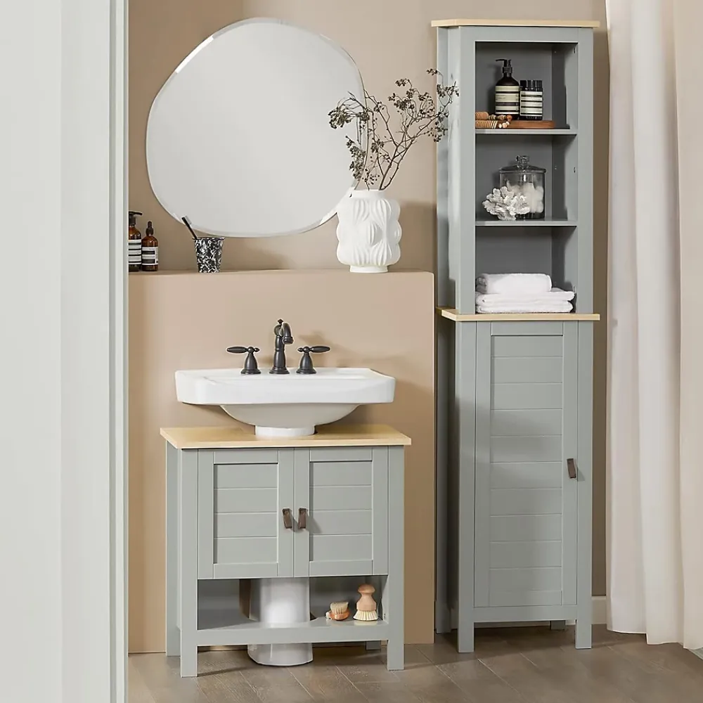 Meuble De Salle De Bains Faible Profondeur|Sobuy Meuble Colonne de Salle de Bain, Armoire Haute, BZR68-HG,