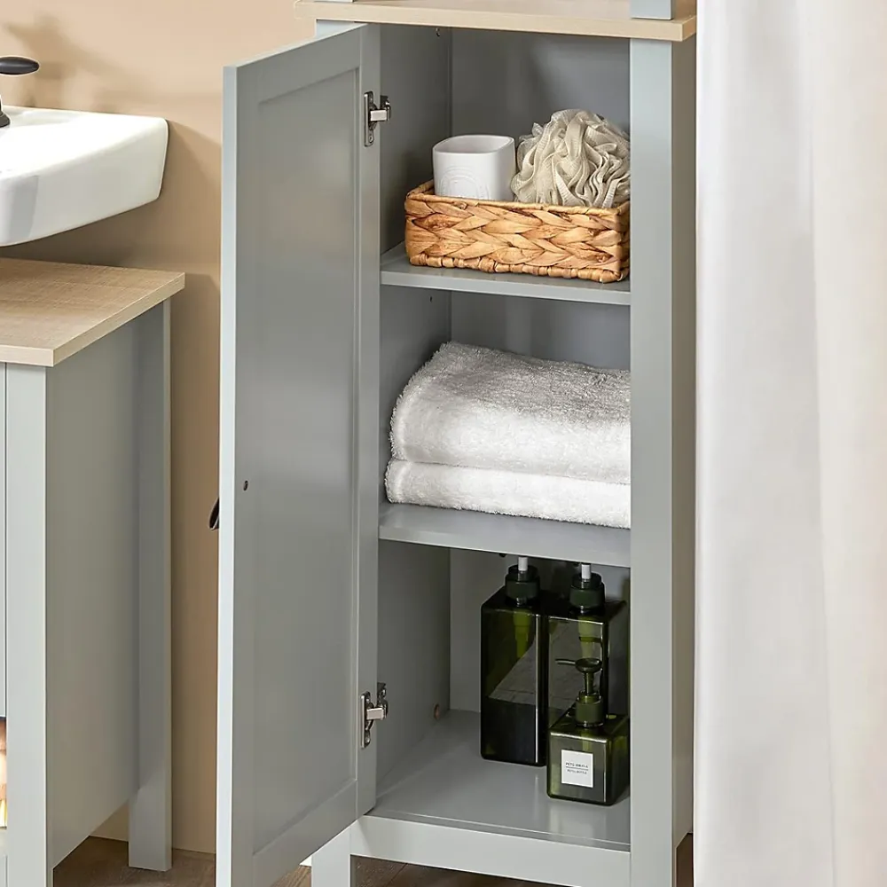 Meuble De Salle De Bains Faible Profondeur|Sobuy Meuble Colonne de Salle de Bain, Armoire Haute, BZR68-HG,