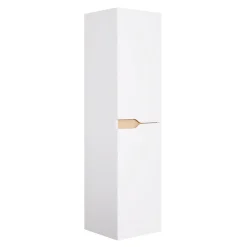 Colonne De Salle De Bains| Meuble colonne de salle de bains 2 portes l.30 x H.120 x P.30 cm, blanc mat et bois, Tolima