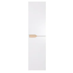 Colonne De Salle De Bains| Meuble colonne de salle de bains 2 portes l.30 x H.120 x P.30 cm, blanc mat et bois, Tolima