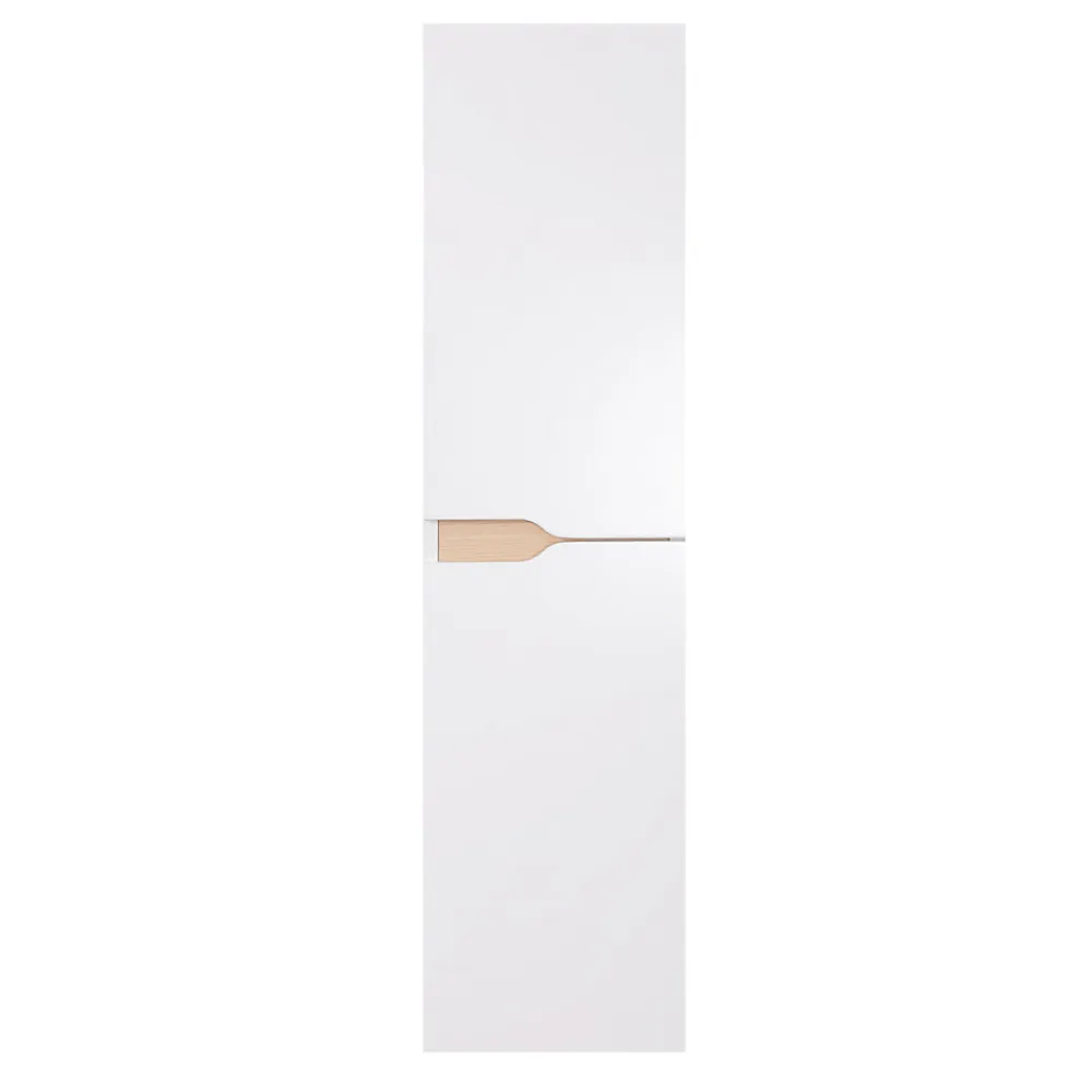 Colonne De Salle De Bains| Meuble colonne de salle de bains 2 portes l.30 x H.120 x P.30 cm, blanc mat et bois, Tolima