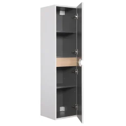 Colonne De Salle De Bains| Meuble colonne de salle de bains 2 portes l.30 x H.120 x P.30 cm, blanc mat et bois, Tolima