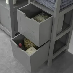 Sobuy Meuble Colonne de Salle de Bain, 4 étagères et 2 tiroirs, FRG126-SG,