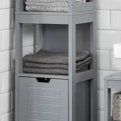 Sobuy Meuble Colonne de Salle de Bain, 4 étagères et 2 tiroirs, FRG126-SG,