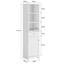 Colonne De Salle De Bains|Meuble De Salle De Bains Faible Profondeur|Sobuy Meuble Colonne de Salle de Bain Armoire Haute Meuble Rangement, BZR17-W,