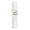 Sobuy Meuble Colonne de Salle de Bain avec 2 Portes et 1 Tiror, BZR109-W,