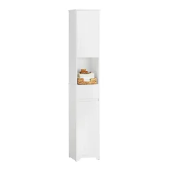 Sobuy Meuble Colonne de Salle de Bain avec 2 Portes et 1 Tiror, BZR109-W,
