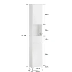 Sobuy Meuble Colonne de Salle de Bain avec 2 Portes et 1 Tiror, BZR109-W,