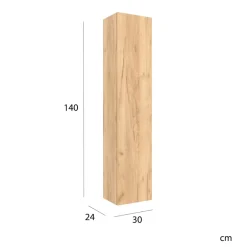 Planète Bain Meuble colonne de salle de bain H 140 cm effet chêne brut à suspendre - KARAIB
