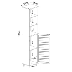 [En.Casa] Meuble colonne de salle de bain Epind bambou 180 x 33 x 30 cm naturel