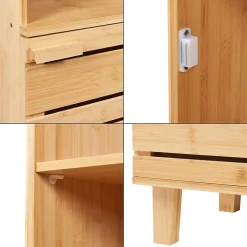[En.Casa] Meuble colonne de salle de bain Epind bambou 180 x 33 x 30 cm naturel