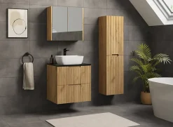 Colonne De Salle De Bains|Furnidea Meuble colonne de salle de bain suspendu VENA chêne 36 x 136 cm