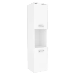 [En.Casa] Meuble colonne de salle de bain suspendu Krildihana 131 x 30 x 30 cm blanc argent en.casa