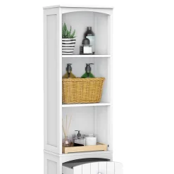 Homcom Meuble colonne de salle de bain moderne 34L x 24l x 170H cm blanc