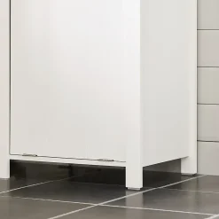 Sobuy Meuble Colonne de Salle de Bain, 3 étagères, 1 Panier à Linge Amovible, BZR102-W,