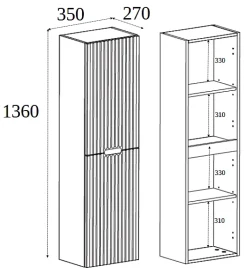 Furnidea Meuble colonne de salle de bain suspendu VENA noir 36 x 136 cm