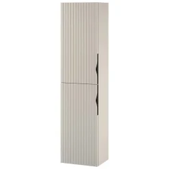 Colonne De Salle De Bains|Planète Bain Meuble colonne de salle de bain strié H 160 cm beige cachemire mat à suspendre - Tirso