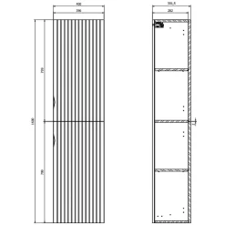 Colonne De Salle De Bains|Planète Bain Meuble colonne de salle de bain strié H 160 cm beige cachemire mat à suspendre - Tirso