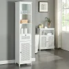 Colonne De Salle De Bains|Meuble De Salle De Bains Faible Profondeur|[En.Casa] Meuble colonne de salle de bain Karlsoey MDF PVC effet rotin 161 x 35 x 32 cm blanc en.casa