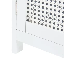 Colonne De Salle De Bains|Meuble De Salle De Bains Faible Profondeur|[En.Casa] Meuble colonne de salle de bain Karlsoey MDF PVC effet rotin 161 x 35 x 32 cm blanc en.casa