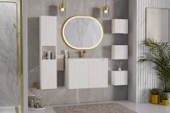 Furnidea Meuble colonne de salle de bain à suspendre NOVA BLANC 30 X 140 cm