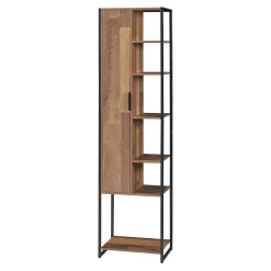[En.Casa] Meuble colonne de salle de bain Namsskogan 165 x 43 x 30 cm effet noyer noir en.casa