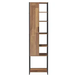 [En.Casa] Meuble colonne de salle de bain Namsskogan 165 x 43 x 30 cm effet noyer noir en.casa