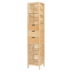 Colonne De Salle De Bains|[En.Casa] Meuble colonne de salle de bain Boksereys bambou 180 x 35 x 35 cm naturel
