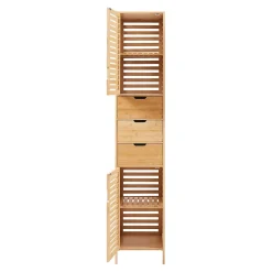 Colonne De Salle De Bains|[En.Casa] Meuble colonne de salle de bain Boksereys bambou 180 x 35 x 35 cm naturel