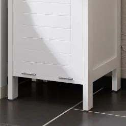 Sobuy Meuble Colonne de Salle de Bain avec étagères et Panier à Linge, BZR123-W,