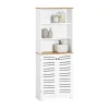 Sobuy Meuble Colonne de Salle de Bain avec 3 Etagères et 2 Portes, BZR44-W,
