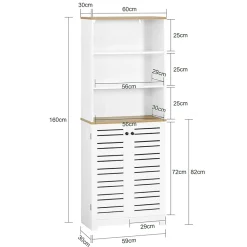 Sobuy Meuble Colonne de Salle de Bain avec 3 Etagères et 2 Portes, BZR44-W,
