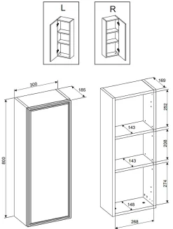 Colonne De Salle De Bains|Furnidea Meuble colonne de salle de bain suspendu TALIA CASELLA noir et chêne 30 x 80 cm